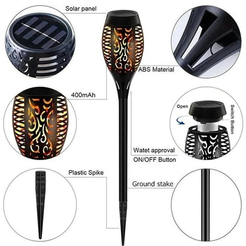 12LED Solar Flame Torch Light – Waterproof Flickering Outdoor Garden Lamp (1-12PCS)